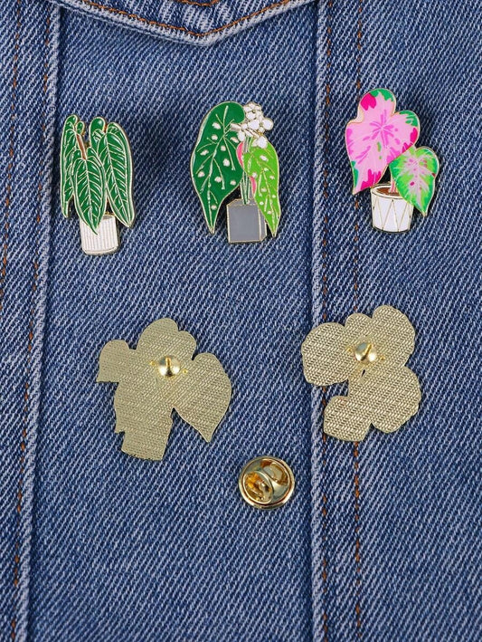 Enamel Brooch Plant and Flower - Set of 5